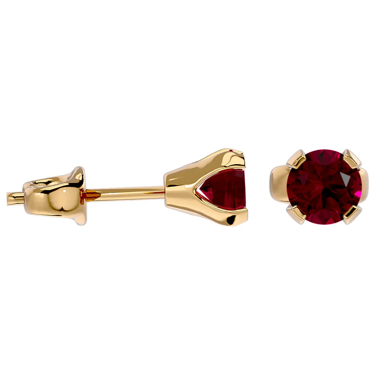 0.60 Carat Ruby Stud Earrings In 14 Karat Yellow Gold Filled