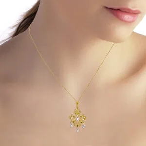 14K Solid Yellow Gold Chandelier Necklace