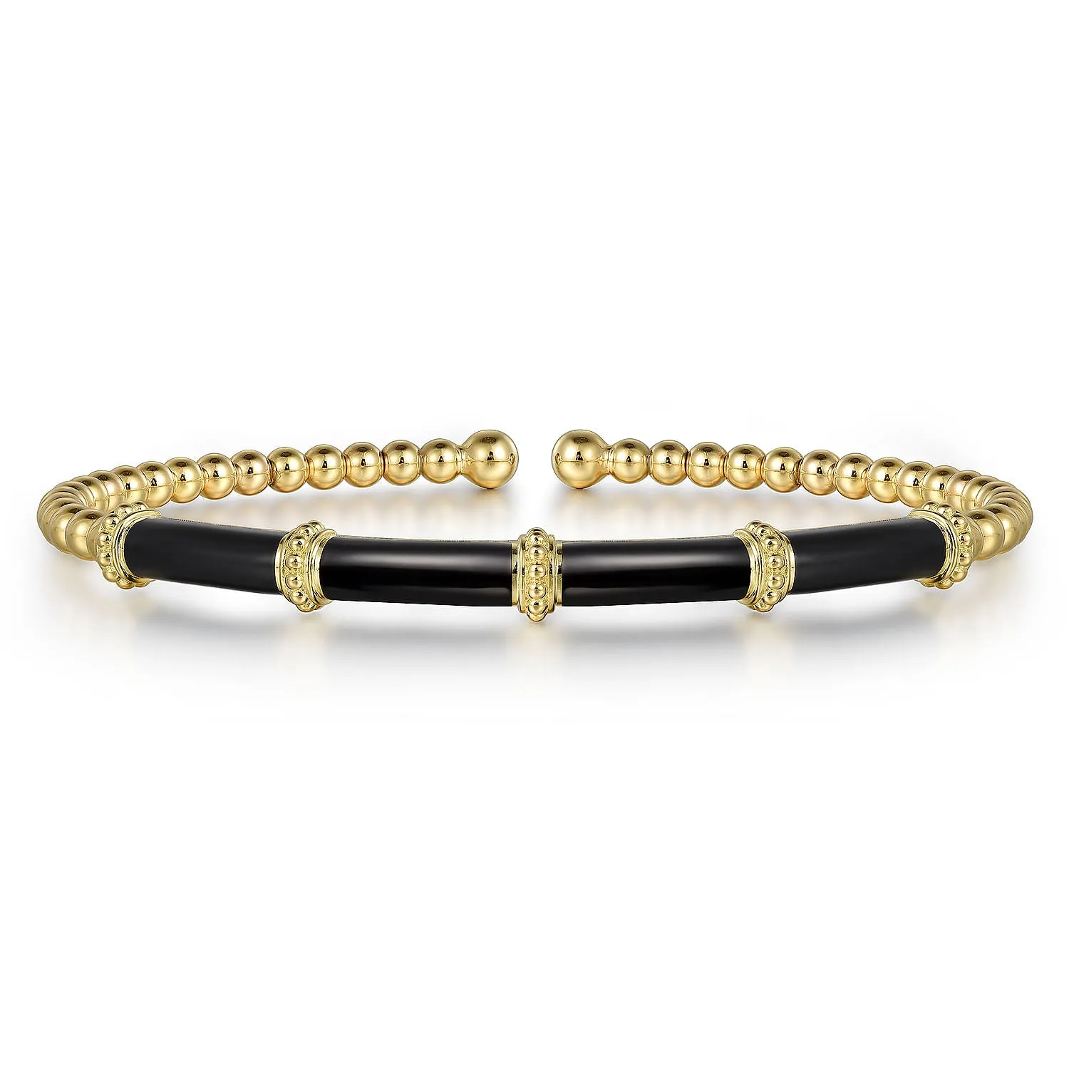 14K Yellow Black Enamel Cuff Bracelet
