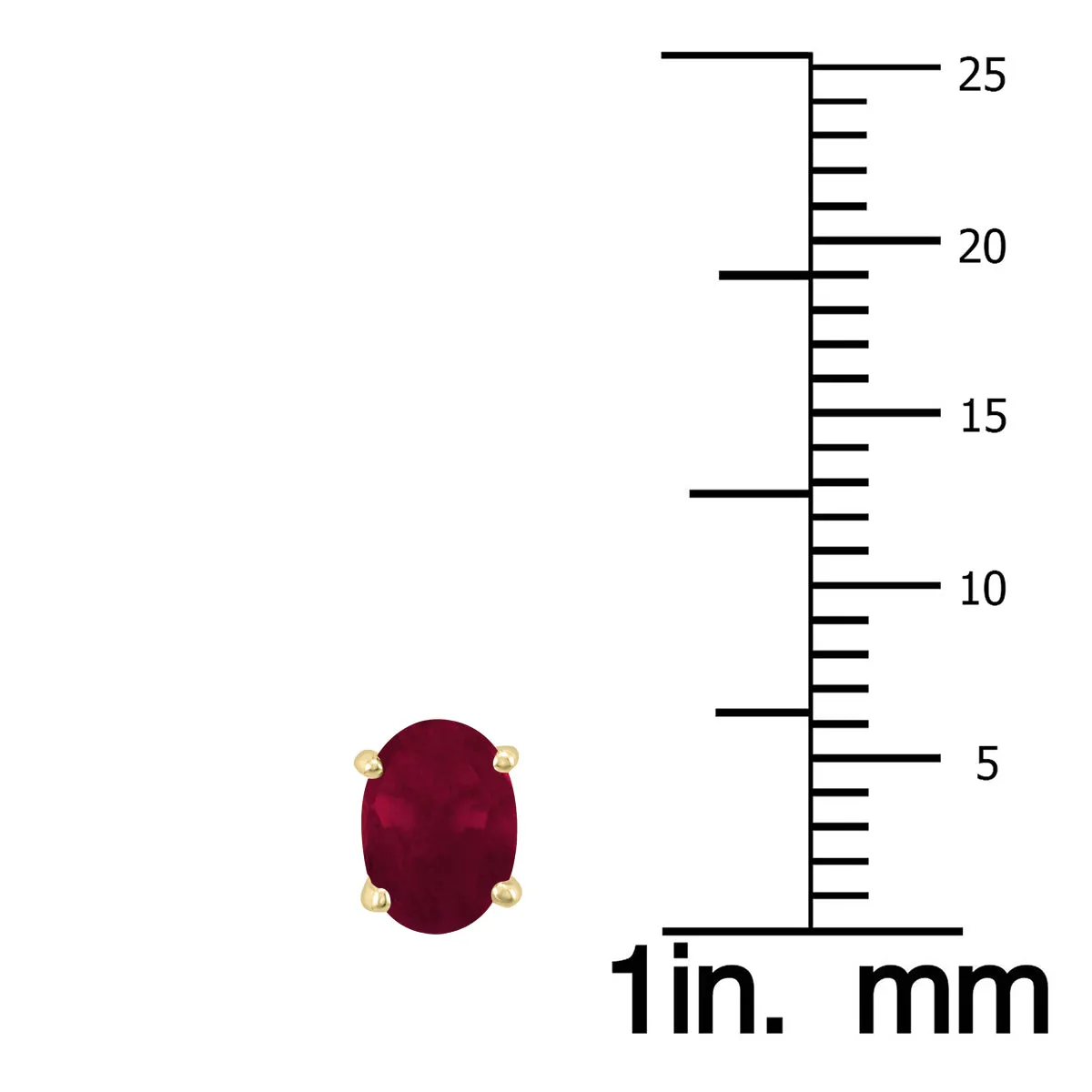 14K Yellow Gold 6X4Mm Oval Ruby Earrings
