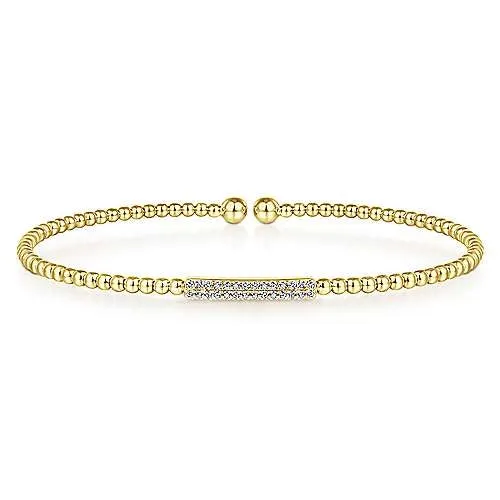 14K Yellow Gold Diamond Cuff Bracelet