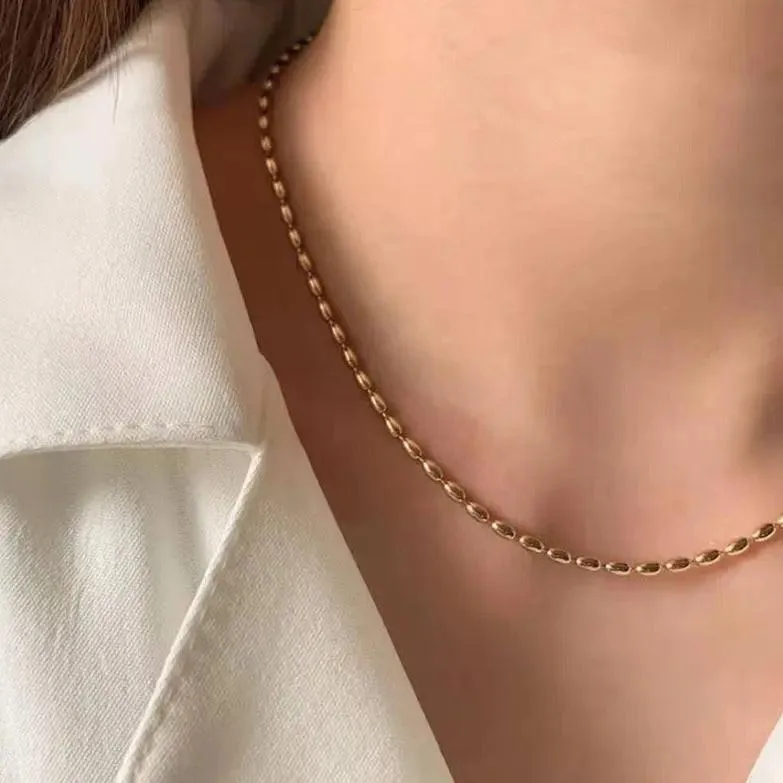 18K Gold-Filled Oval Bead Necklace