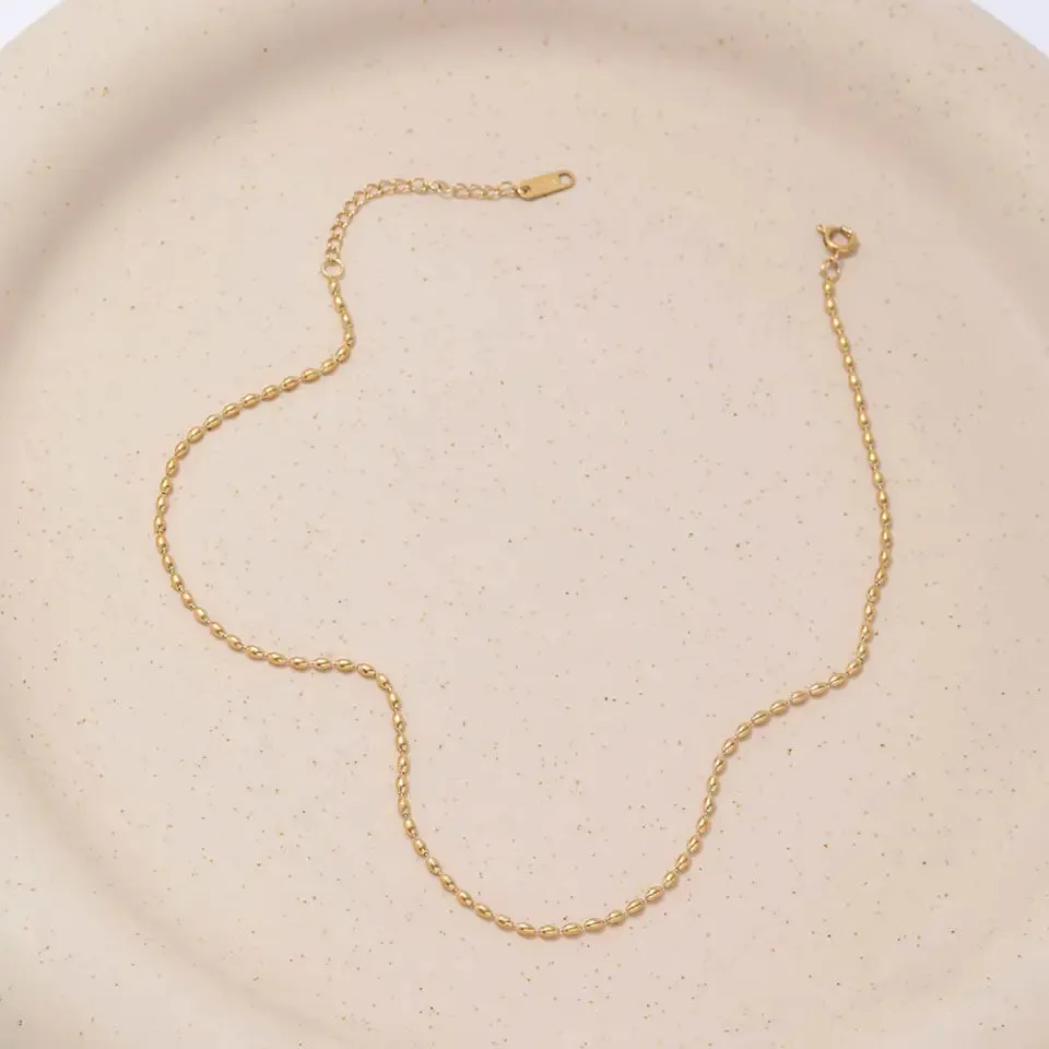 18K Gold-Filled Oval Bead Necklace