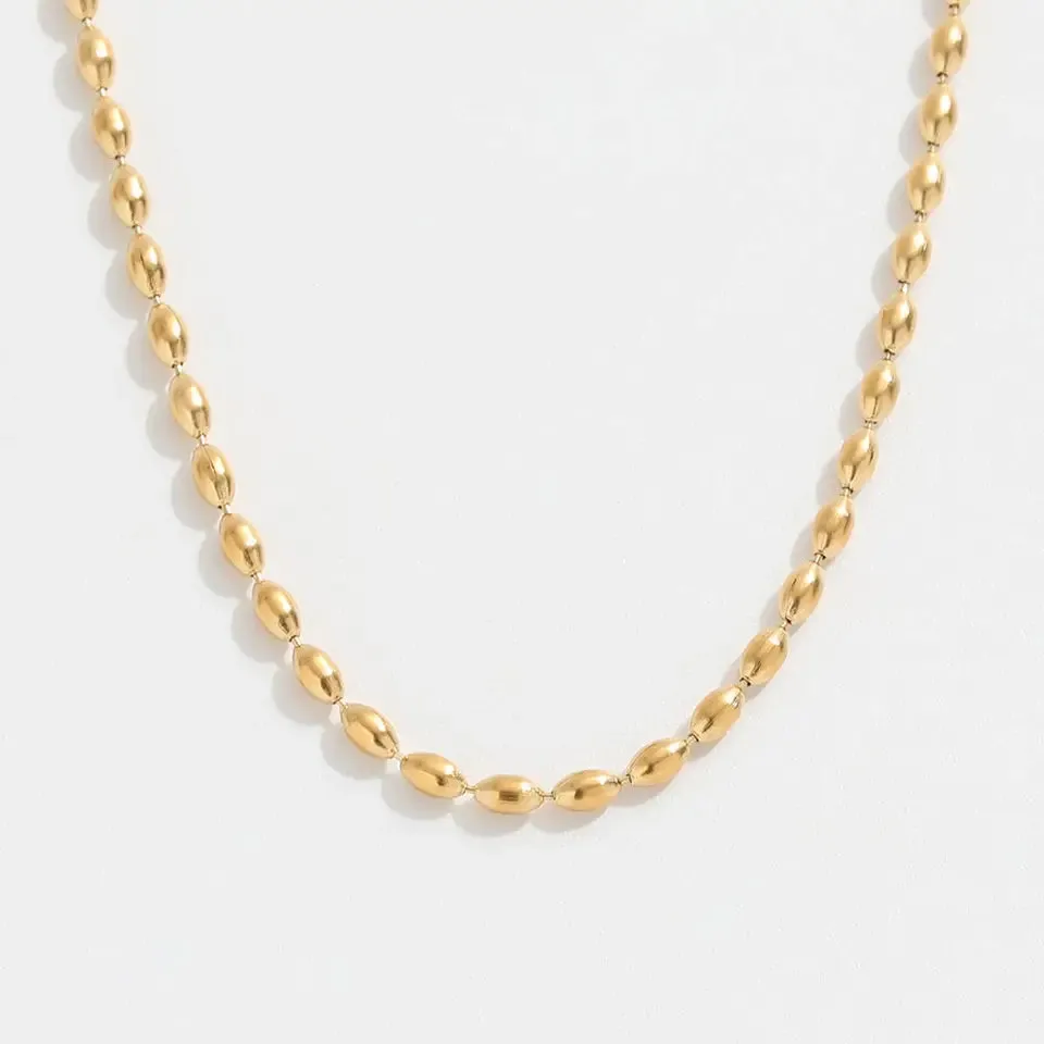18K Gold-Filled Oval Bead Necklace