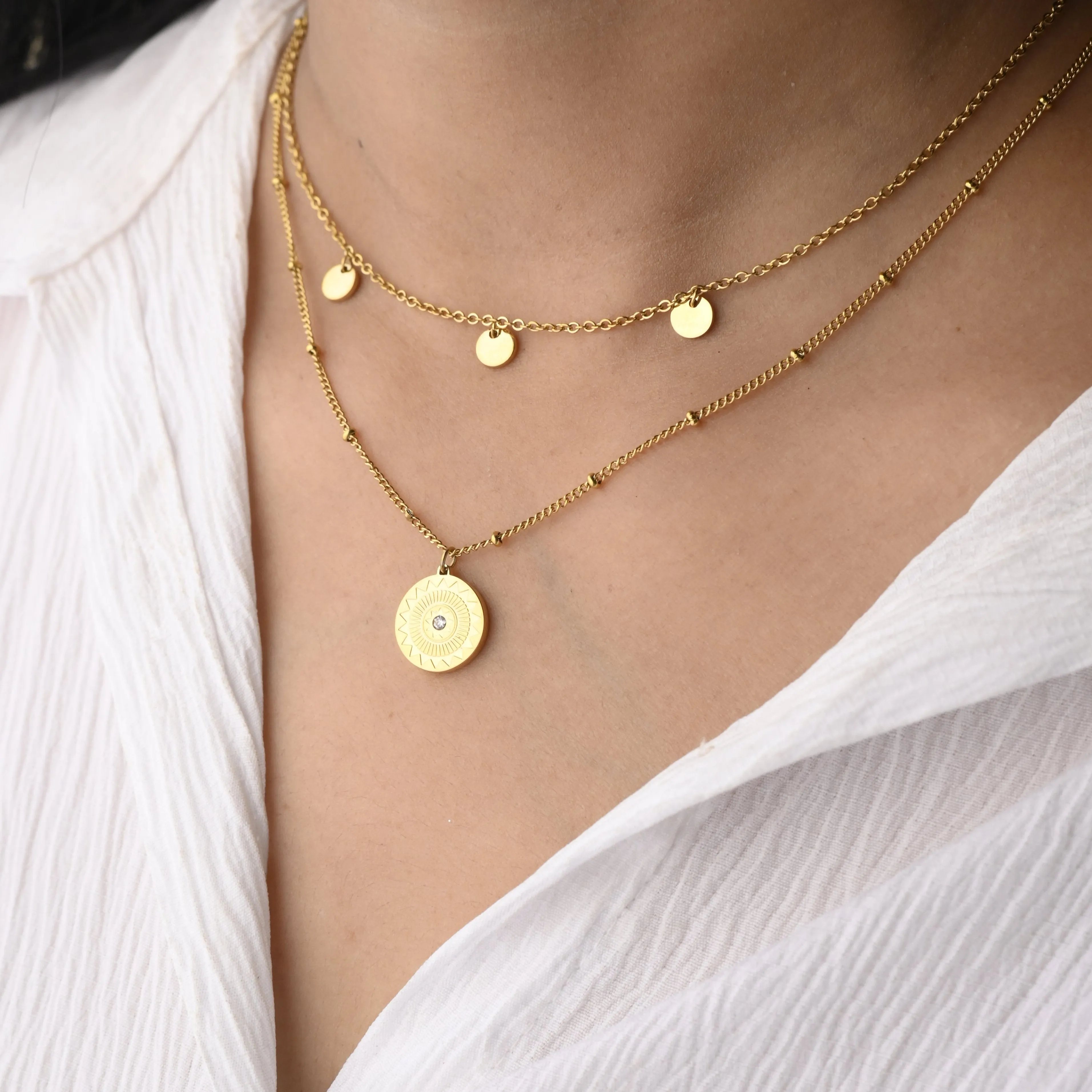 18K Gold-Filled Satellite Chain Necklace For Women