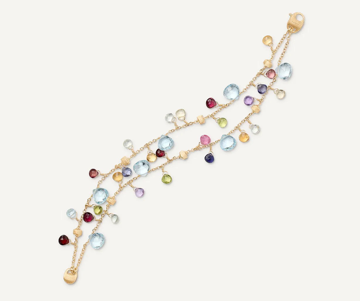 18K Yellow Gold 2-Strand Gemstone Bracelet, Topaz Accents
