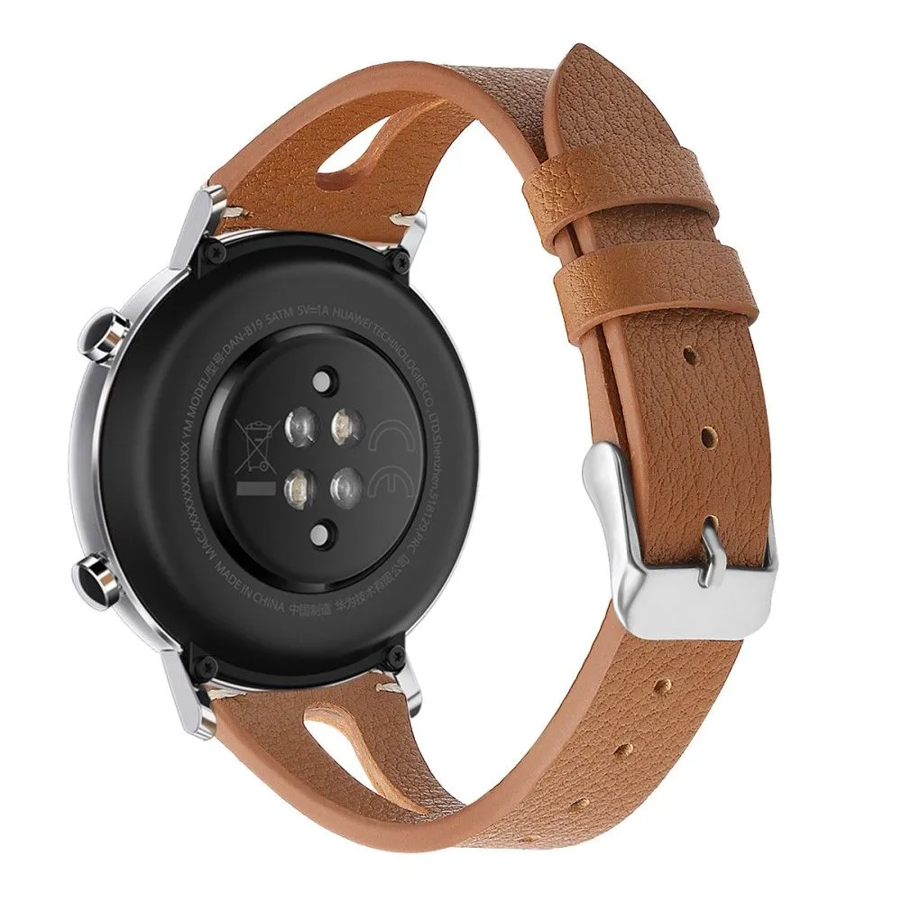 22mm Universal simple genuine leather watch strap - Brown