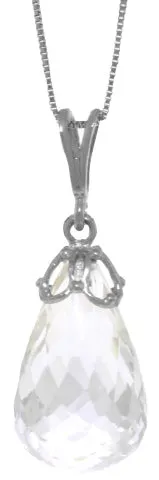 7 Carat 14K Solid Yellow Gold Capricious White Topaz Necklace
