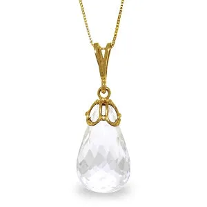 7 Carat 14K Solid Yellow Gold Capricious White Topaz Necklace