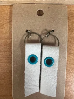 Abstract Earrings -Cream & Turquoise
