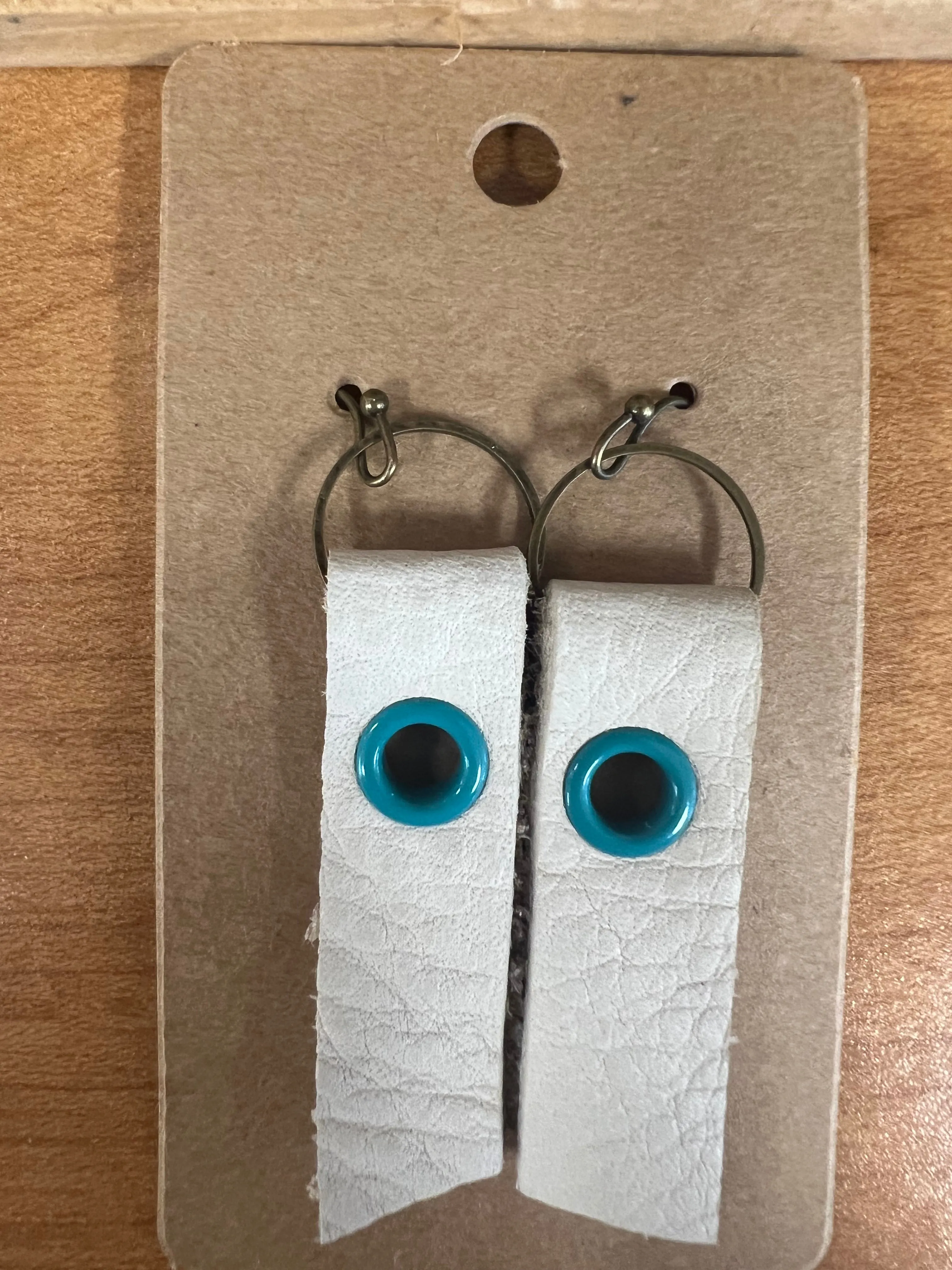Abstract Earrings -Cream & Turquoise