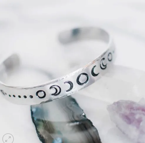 Aluminum Moon Phases Cuff Bracelet