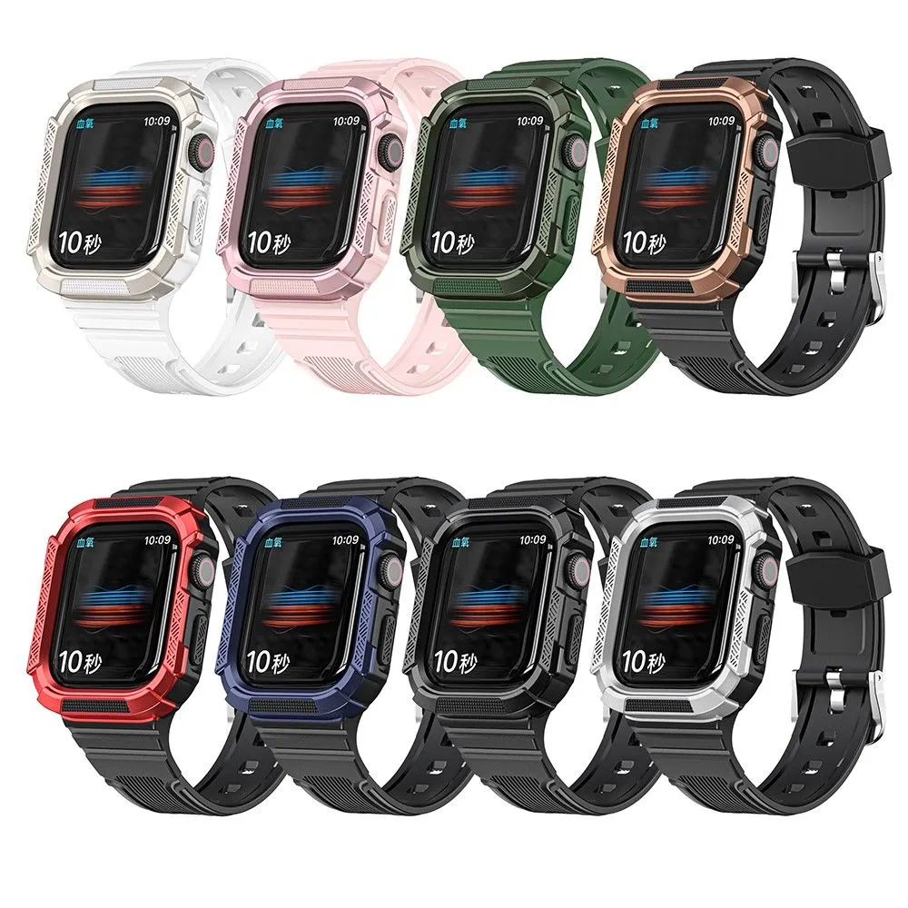 Apple Watch (41mm) dual color TPU cover with watch strap - Black / Black