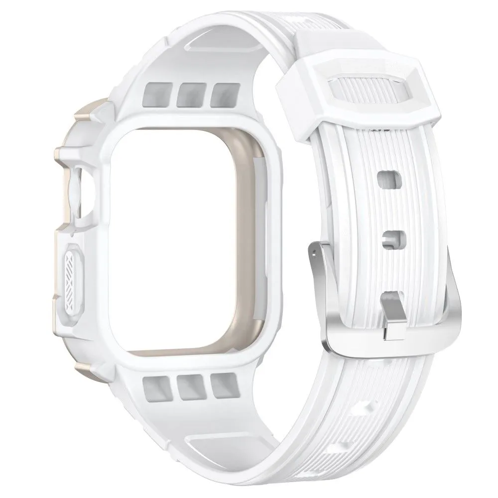 Apple Watch (45mm) dual color TPU cover with watch strap - White / Champagne