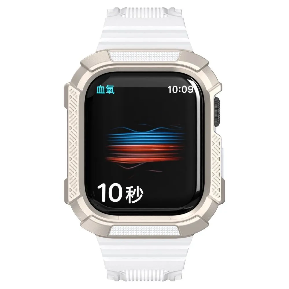Apple Watch (45mm) dual color TPU cover with watch strap - White / Champagne