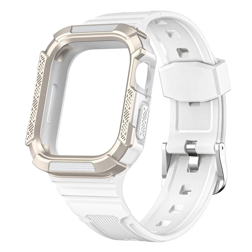 Apple Watch (45mm) dual color TPU cover with watch strap - White / Champagne