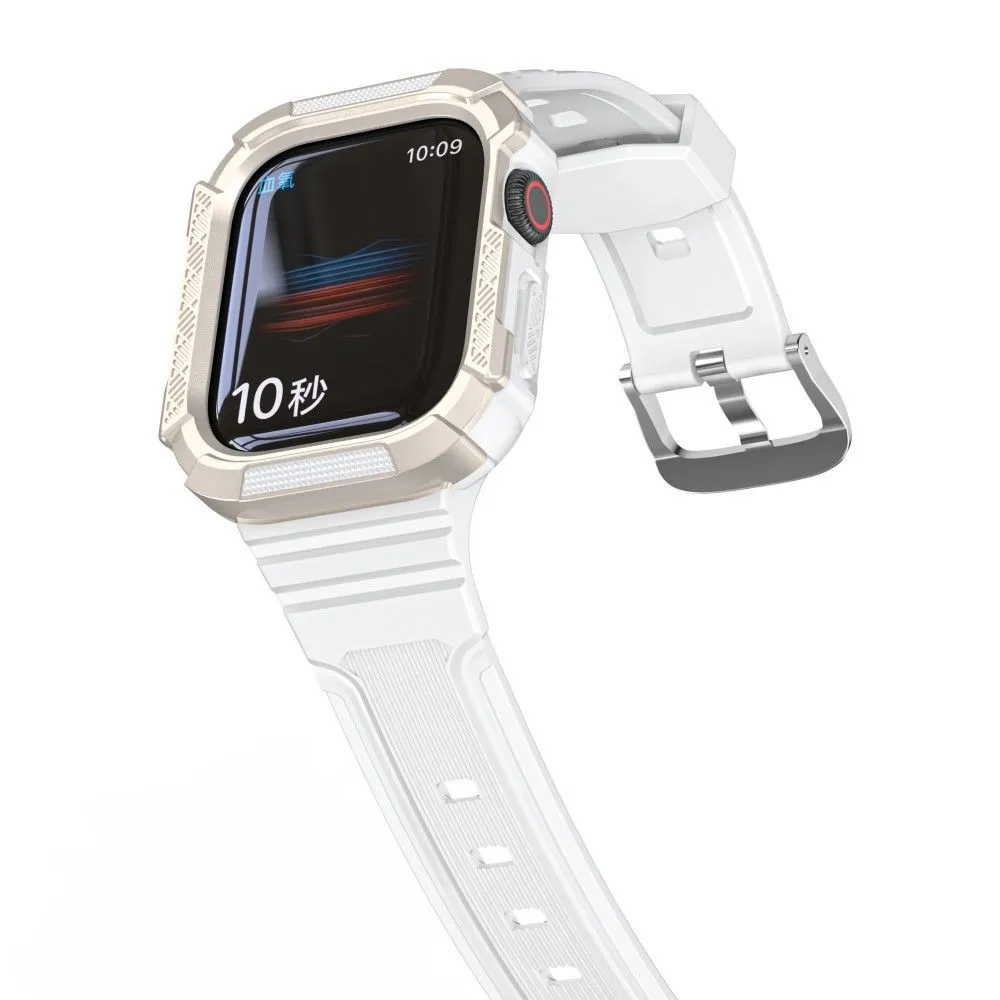 Apple Watch (45mm) dual color TPU cover with watch strap - White / Champagne