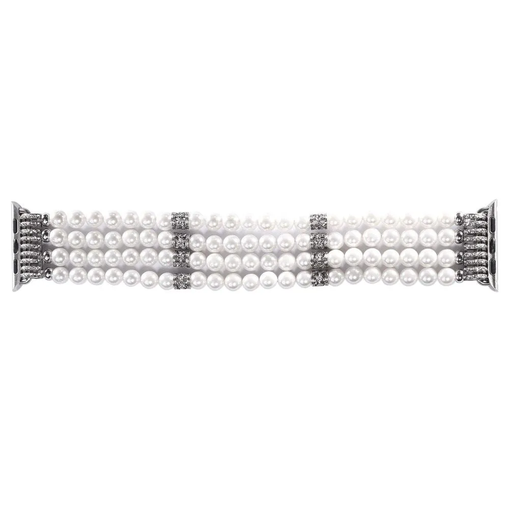 Apple Watch (45mm) four row pearl style watch strap - White