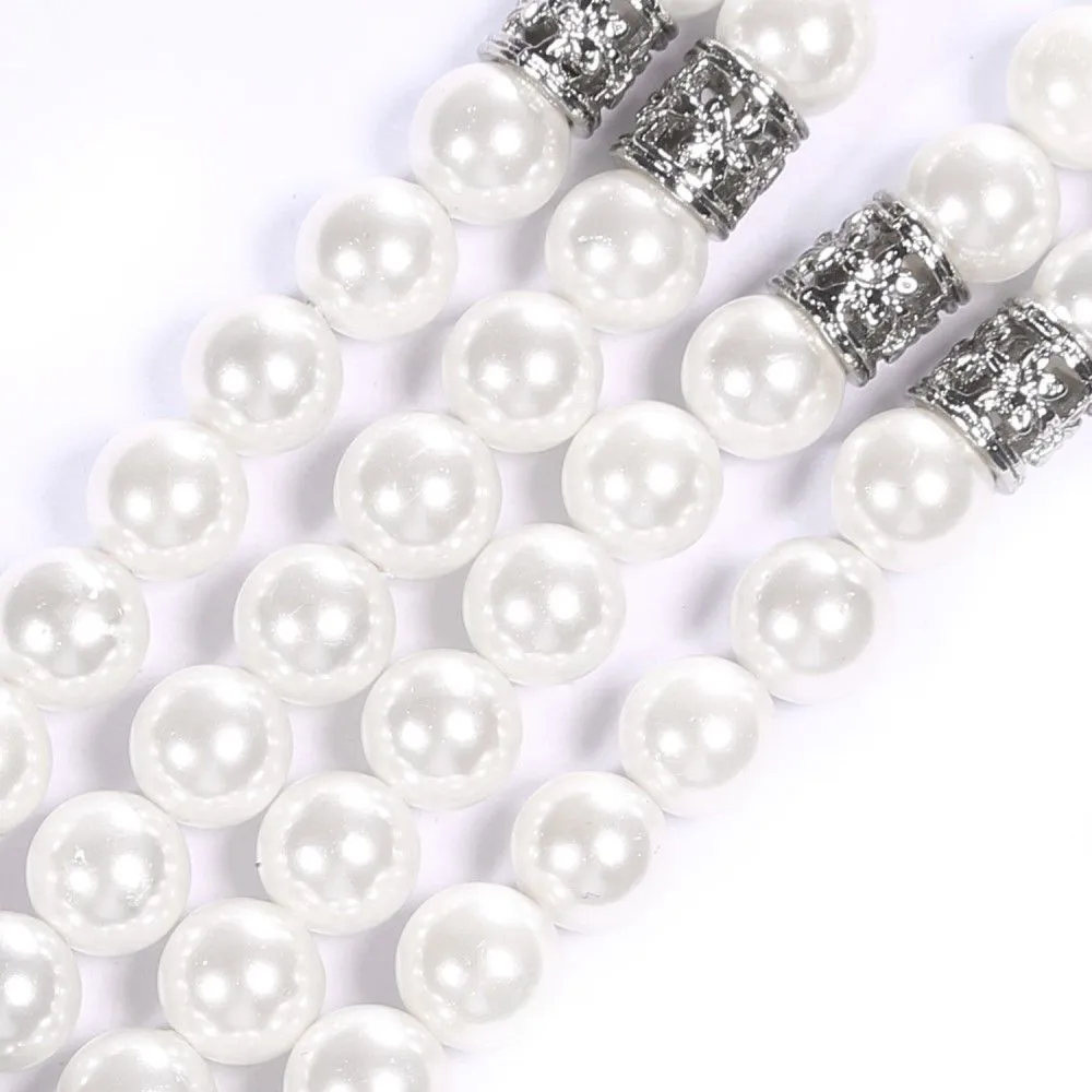 Apple Watch (45mm) four row pearl style watch strap - White