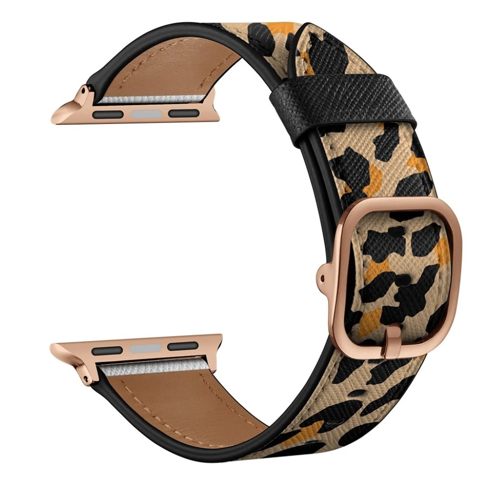 Apple Watch Series 6 / 5 40mm genuine leather watch band - Yellow Leopard Print