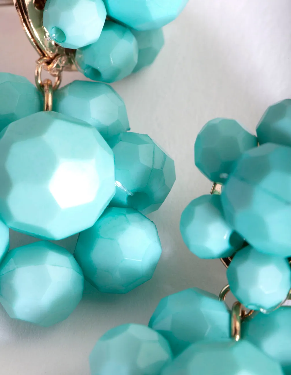 Aqua Double Cluster Bead Drop Earring