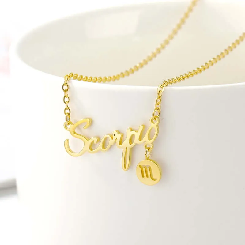 Astrology Constellation Sign Pendant Necklace for Women