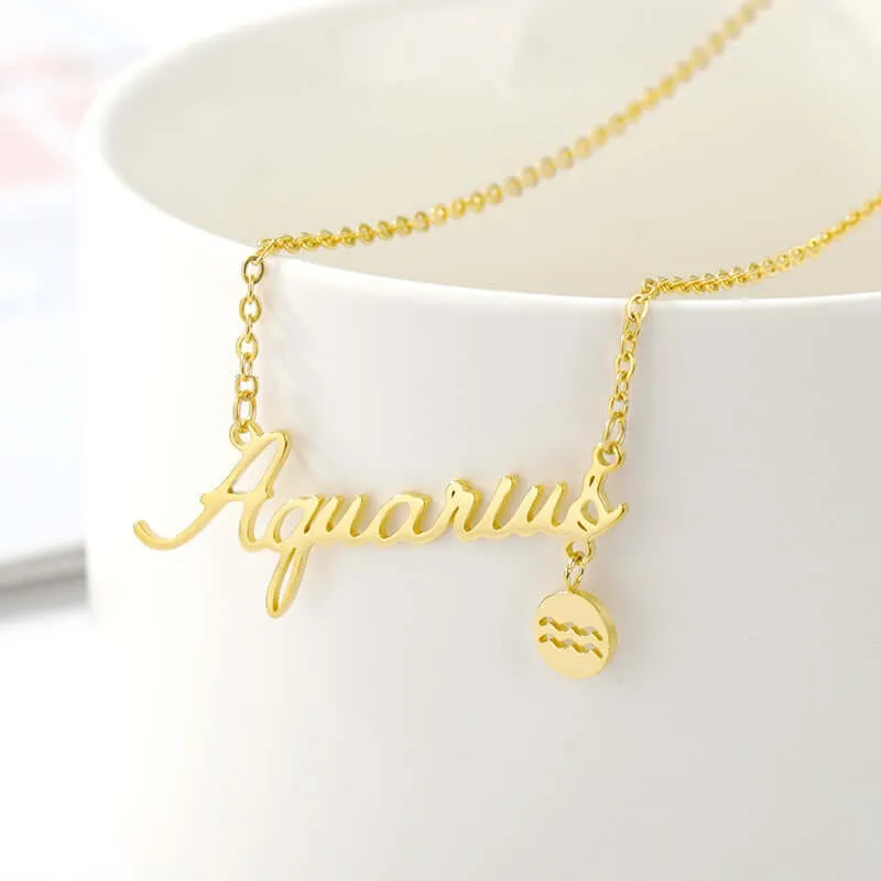 Astrology Constellation Sign Pendant Necklace for Women