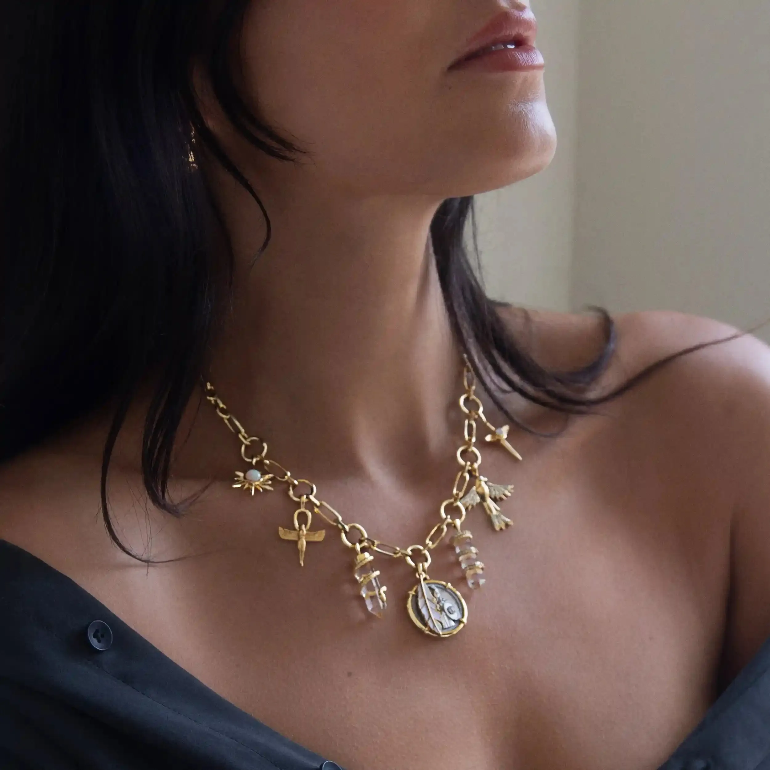 Athena Statement Charm Necklace