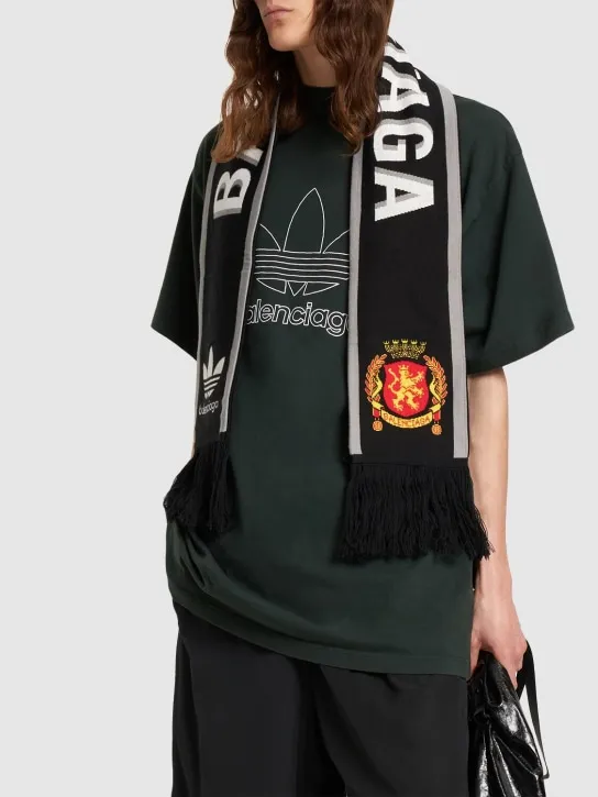 Balenciaga   Adidas logo wool blend scarf 