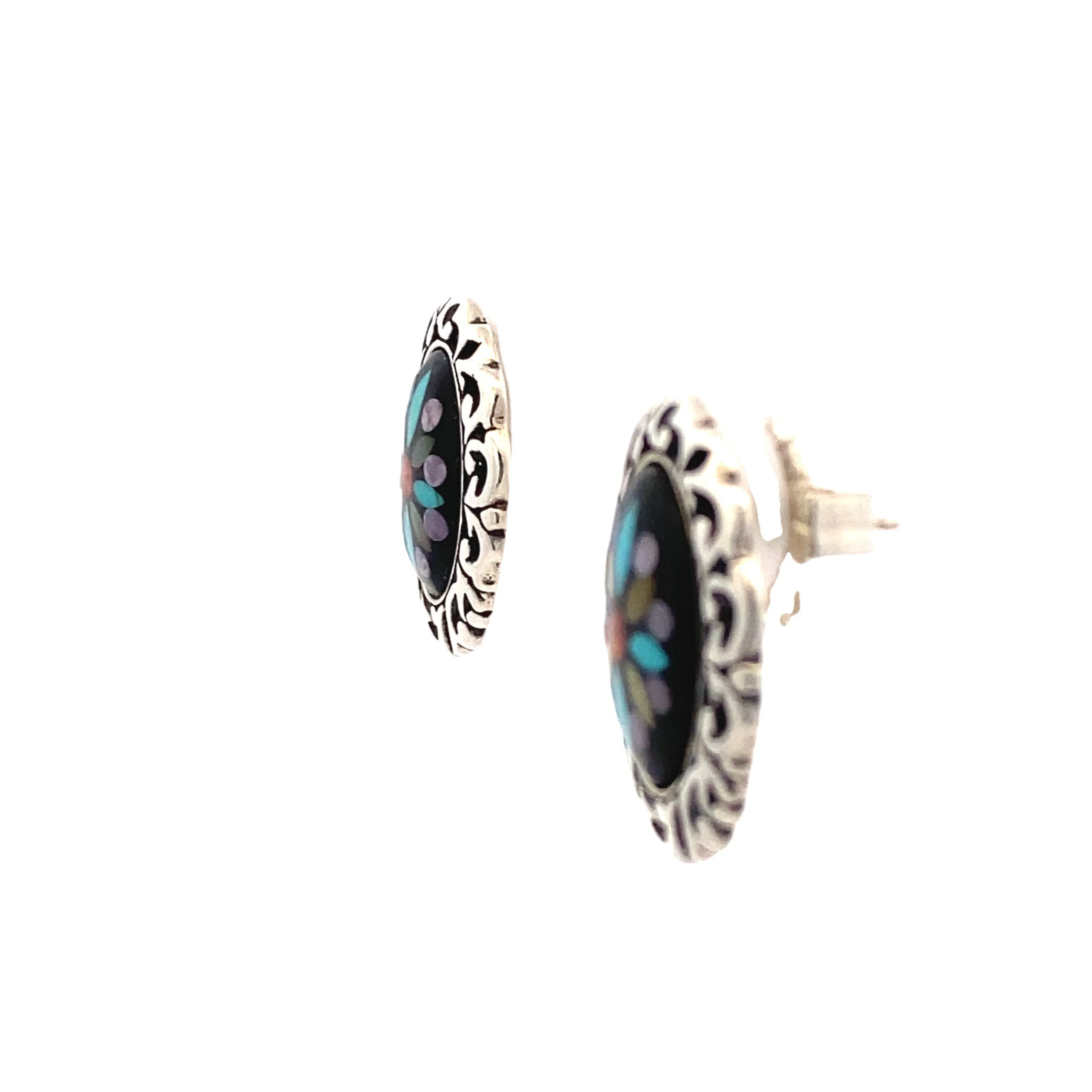 BCJ Estate Jewelry Silver Button Style Earrings