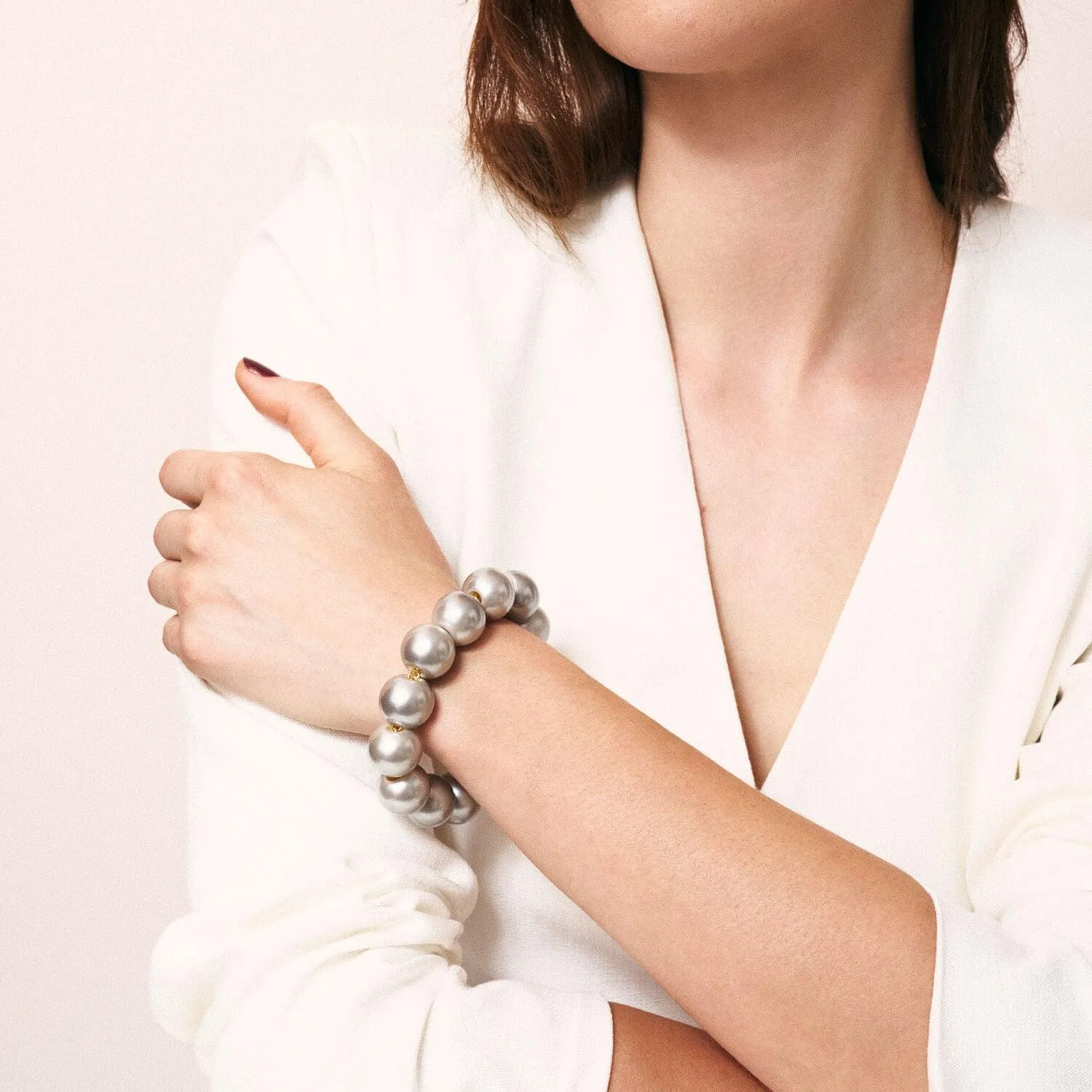 Beads Bracelet Grey Pearl