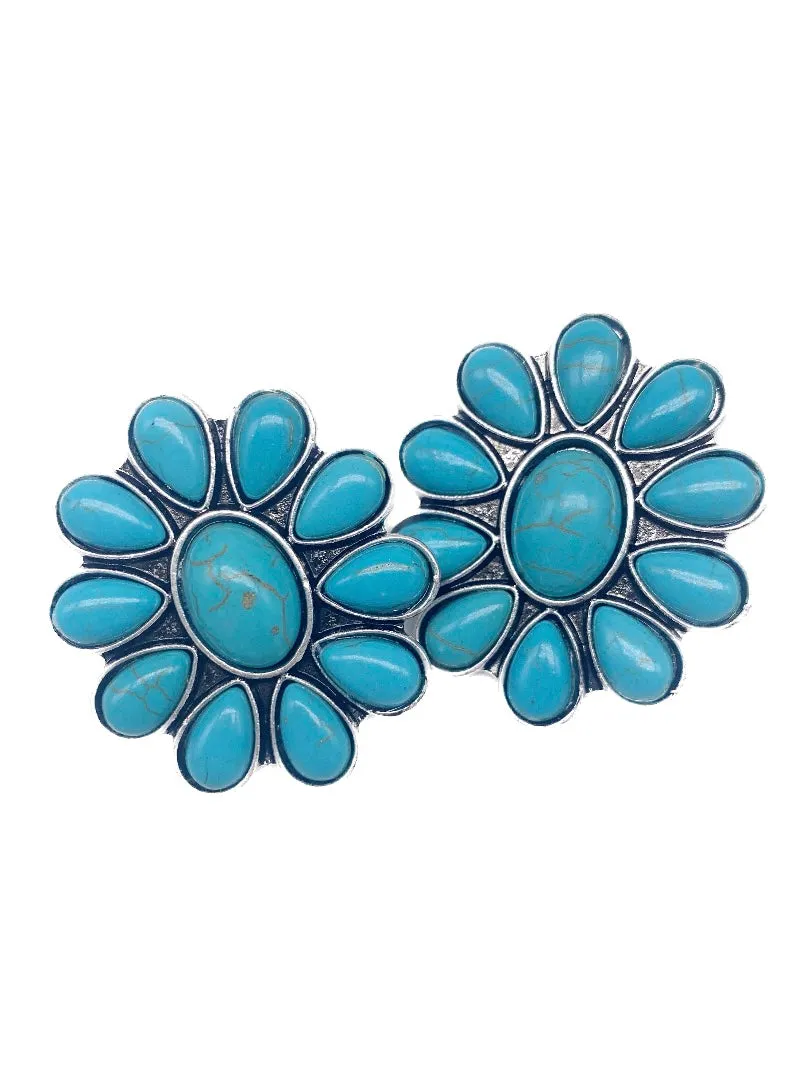 Becca Large Floral Turquoise Earring