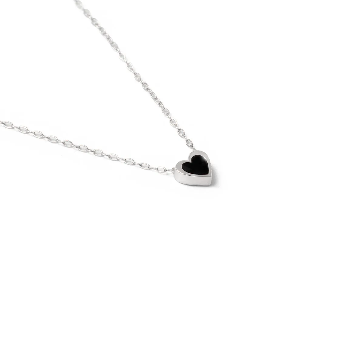 Black Heart Enamel Necklace