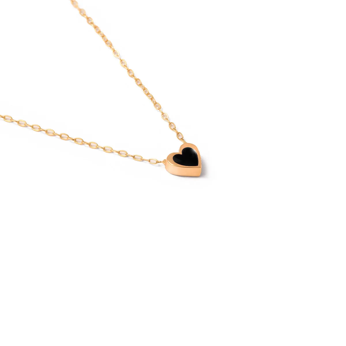 Black Heart Enamel Necklace