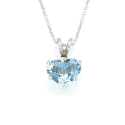 Blue Heart Pendant - Natural Blue Topaz, December Birthstone, Love Necklace