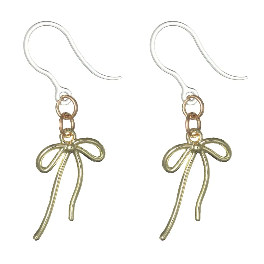 Bow Dangles Hypoallergenic Earrings for Sensitive Ears Made with Plastic Posts