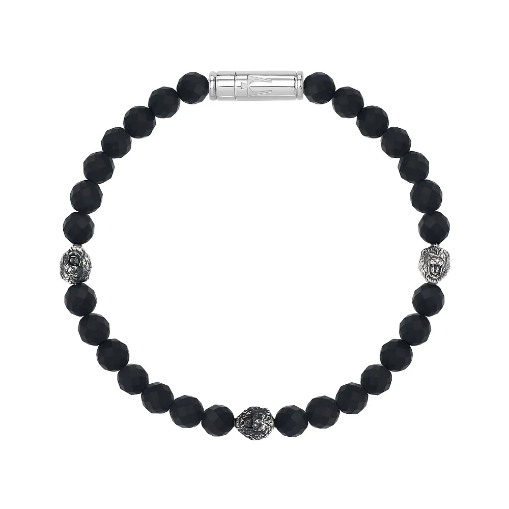 Bulova Marc Anthony Collection Sterling Silver and Onyx Bracelet