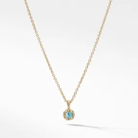 Cable Collectibles Kids Necklace Birthstone Necklace with Blue Topaz in 18K Gold, 3mm