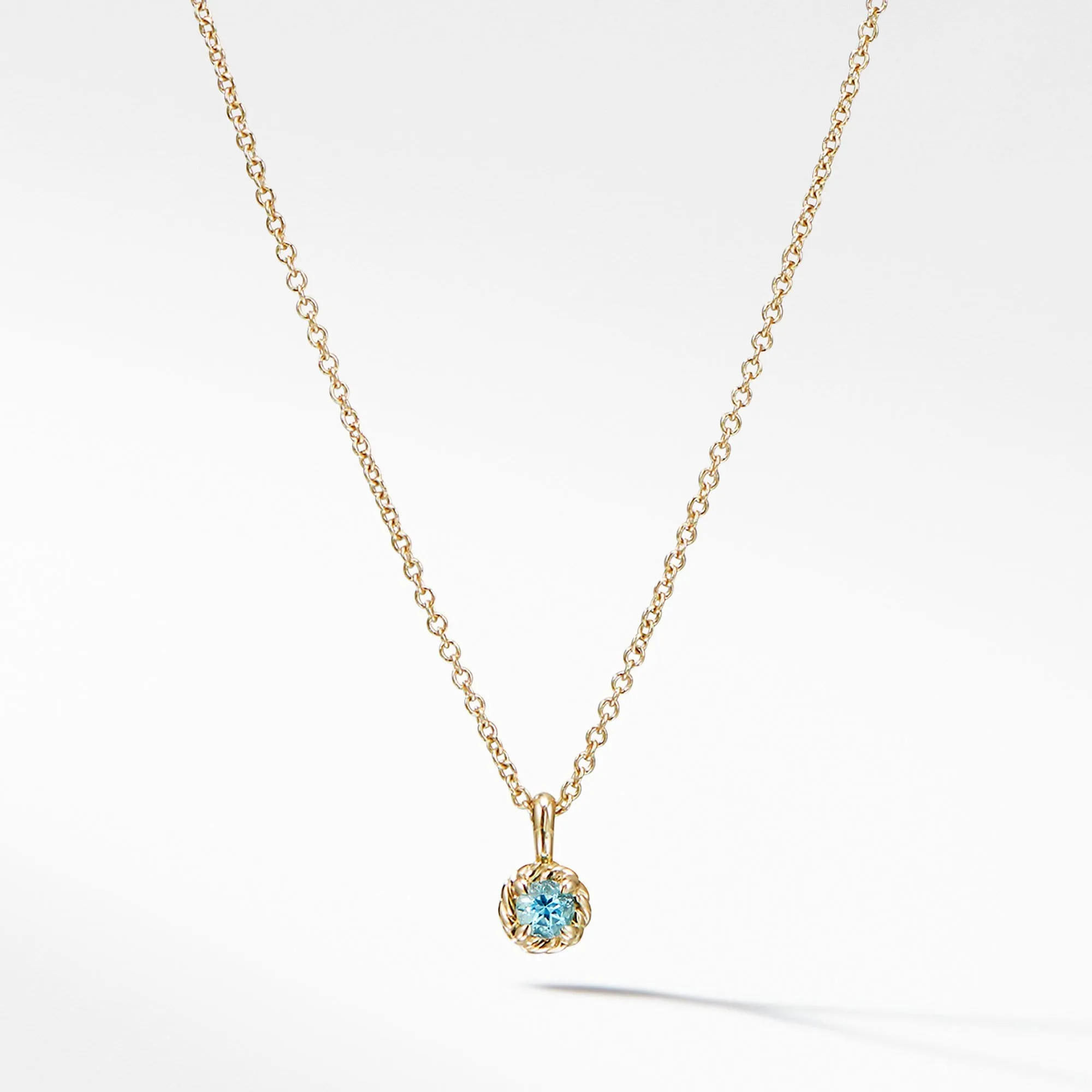 Cable Collectibles Kids Necklace Birthstone Necklace with Blue Topaz in 18K Gold, 3mm