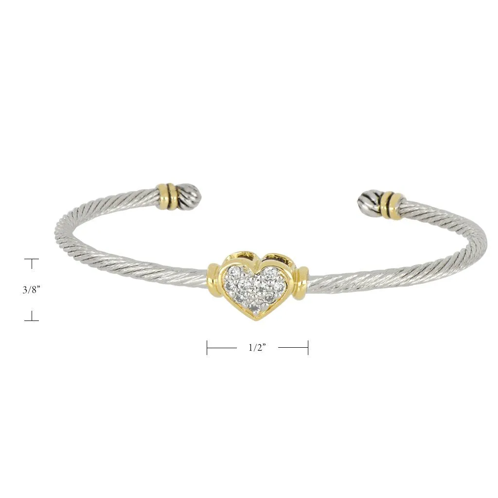Celebration Petite Pavé Heart Wire Cuff Bracelet