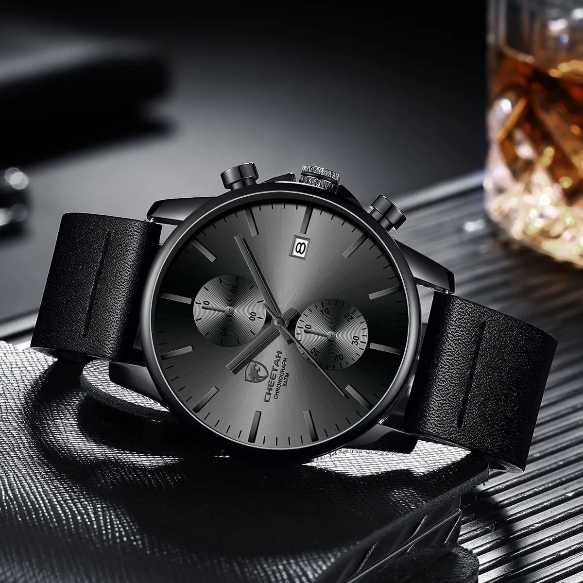 CHEETAH CH1604 ARISTO Y2 - Men's Black Leather Chronograph Watch
