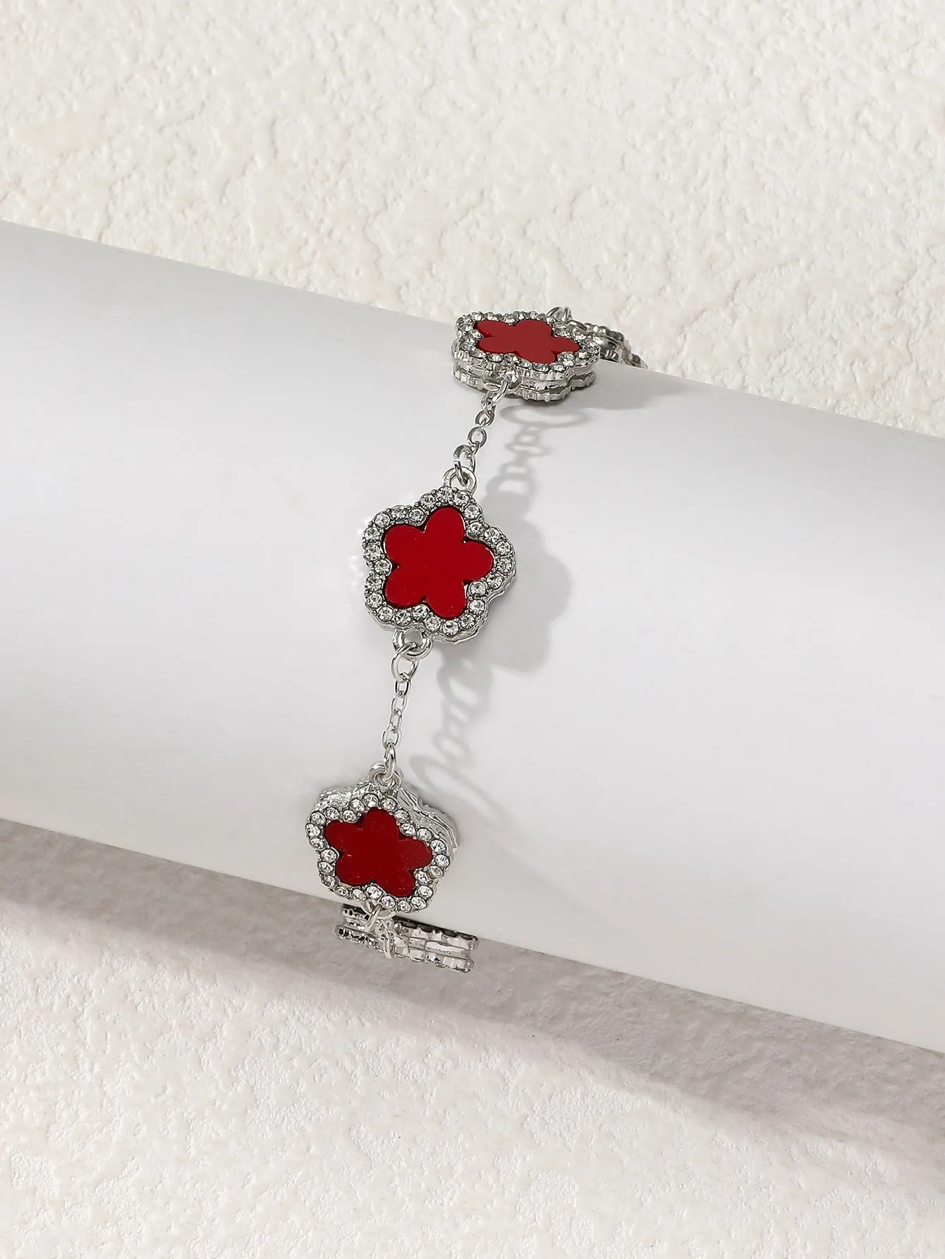 Clover Shaped Rhinestone Inlaid Chic Lady Bracelet Suitable