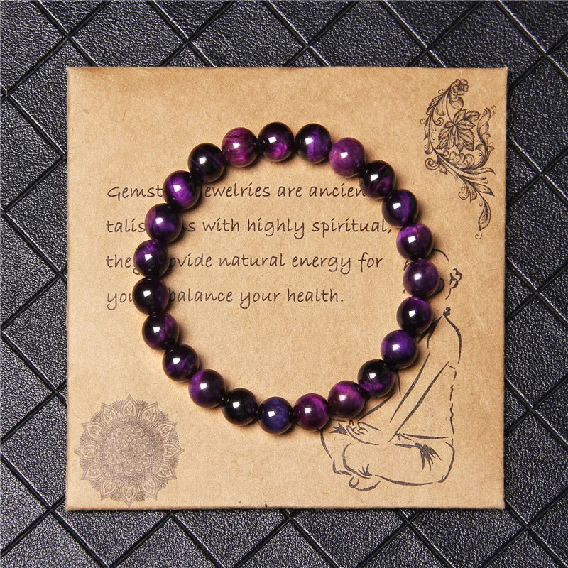 Collection Of 8mm Semi-precious Stone Blue Tiger Stone Handmade Jewelry Couple Bracelet