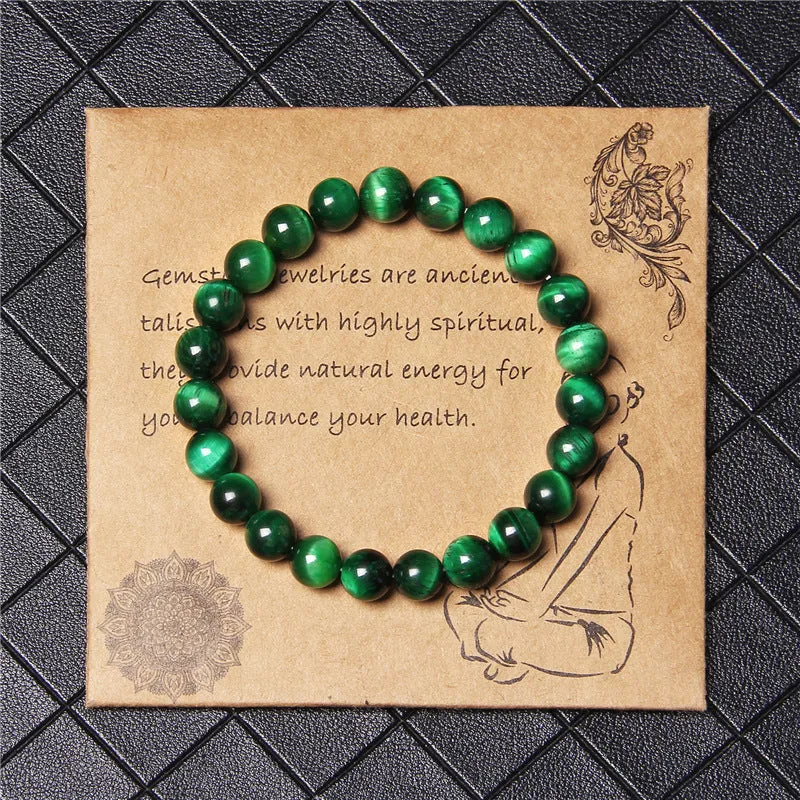 Collection Of 8mm Semi-precious Stone Blue Tiger Stone Handmade Jewelry Couple Bracelet