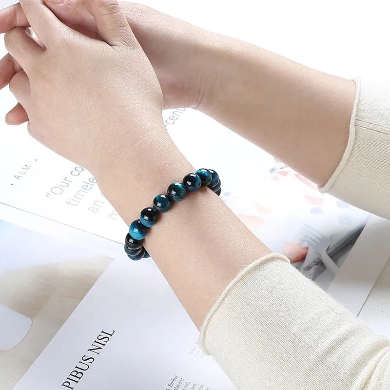 Collection Of 8mm Semi-precious Stone Blue Tiger Stone Handmade Jewelry Couple Bracelet