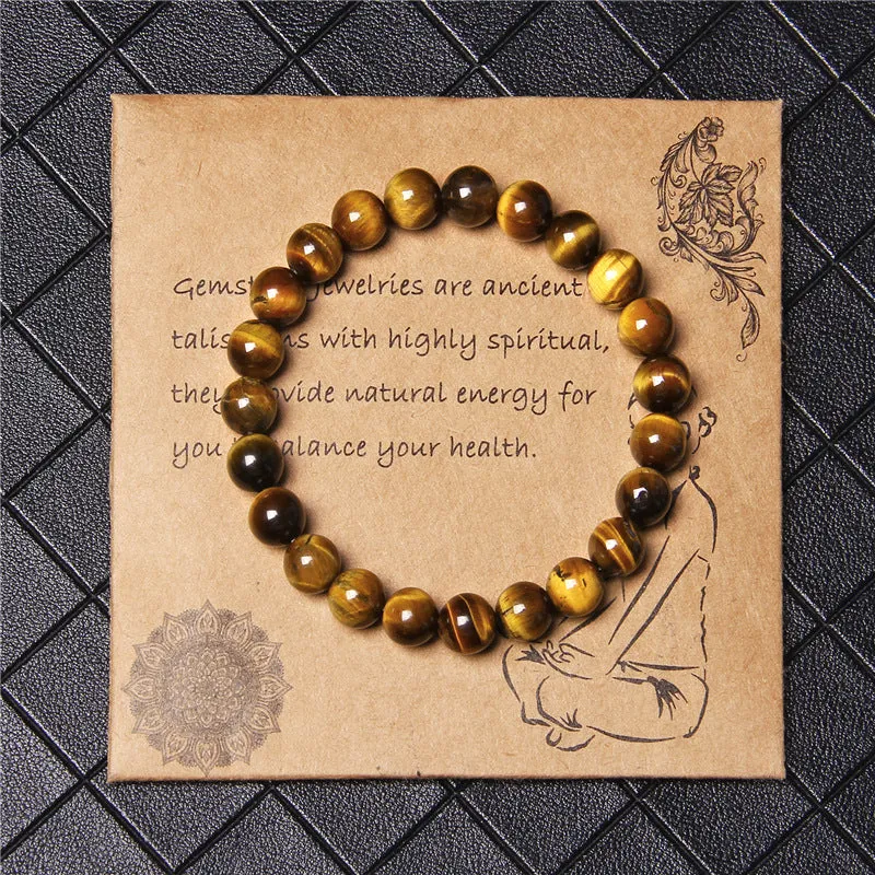 Collection Of 8mm Semi-precious Stone Blue Tiger Stone Handmade Jewelry Couple Bracelet