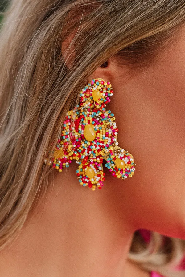 Coral Reef Beaded Earrings In Multi