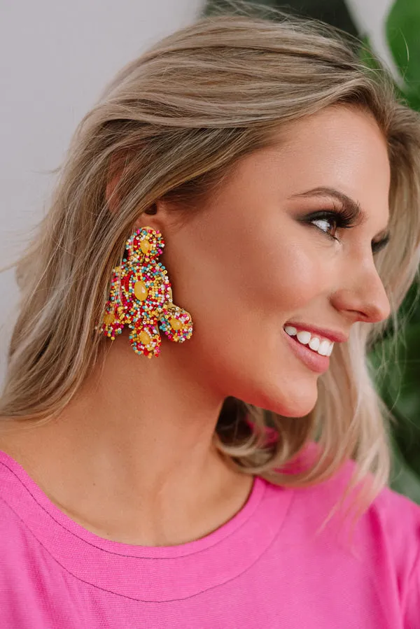 Coral Reef Beaded Earrings In Multi
