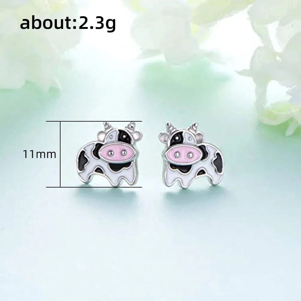 Cow Earrings Black and White Push Back Adorable!