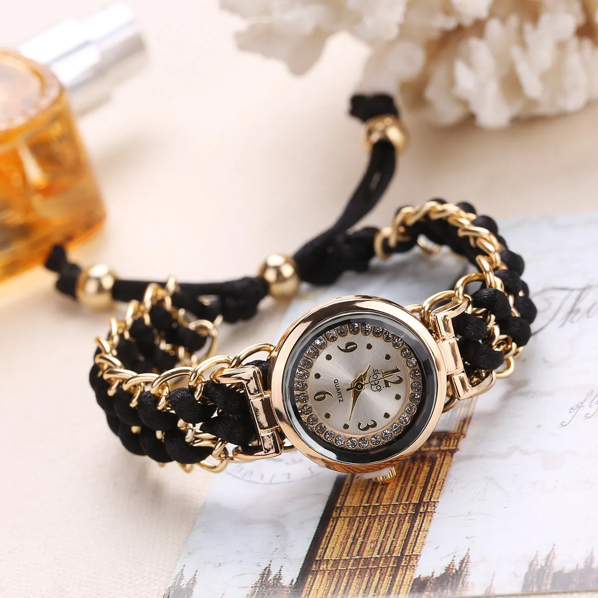 Creative Watch Women's Braided Telescopic Rope Bracelet Bangle Watch